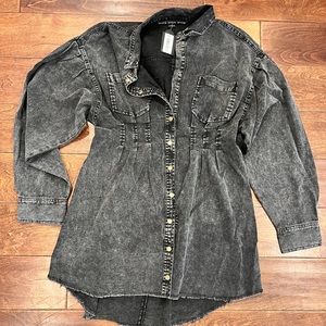 Acid wash button down Jean mini dress